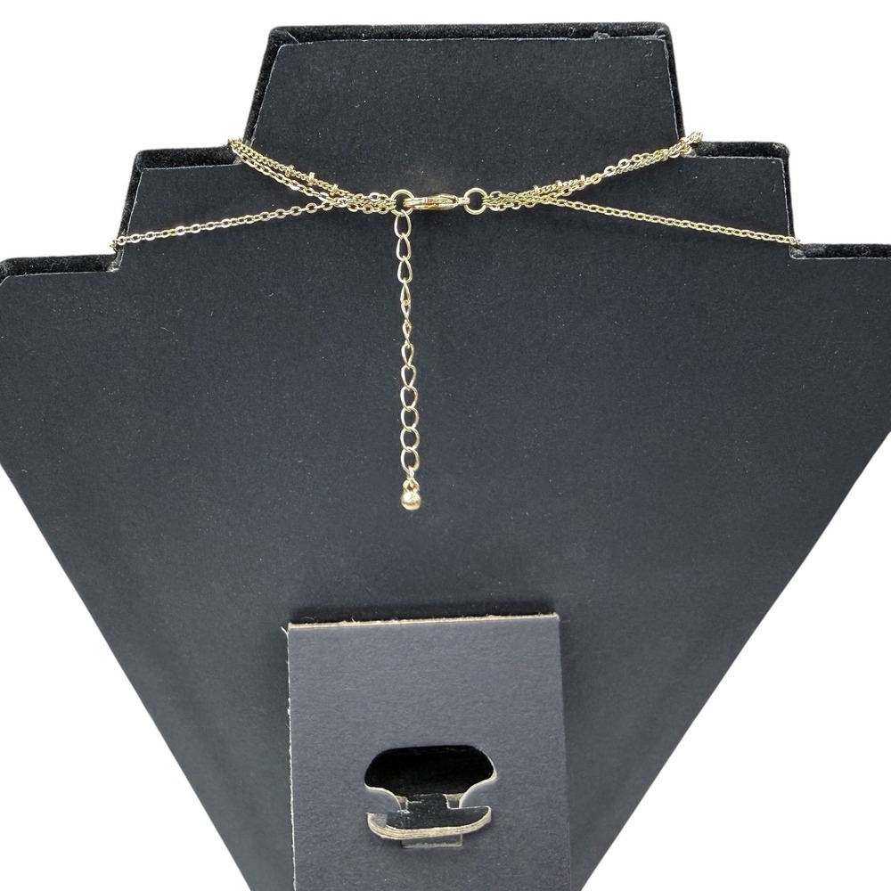 Layered Gold Tone Necklace Purple Crystal Druzy Pendant Satellite Chain Jewelry - Picture 4 of 6
